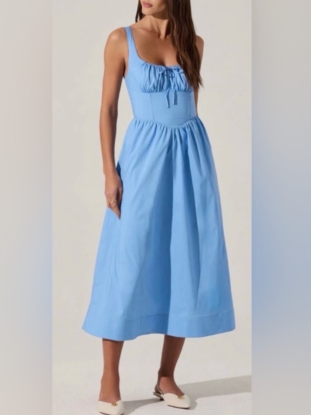 Astr Light Blue Maxi Dress with Scoop Neck